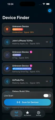 TraceIt scanning nearby Bluetooth devices